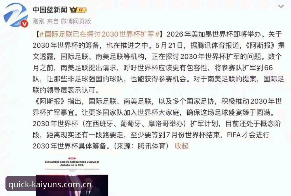 KAIYUN核心区 2030世界杯扩军至66队最新动态,中国男足迎历史良机